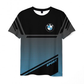 Мужская футболка 3D с принтом BMW SPORT , 100% полиэфир | прямой крой, круглый вырез горловины, длина до линии бедер | bmw | бмв | марка | машины