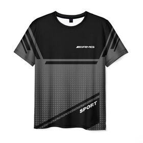 Мужская футболка 3D с принтом AMG SPORT , 100% полиэфир | прямой крой, круглый вырез горловины, длина до линии бедер | 