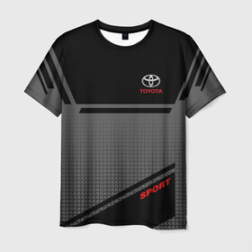 Мужская футболка 3D с принтом TOYOTA SPORT , 100% полиэфир | прямой крой, круглый вырез горловины, длина до линии бедер | toyota | марка | машины | тойота