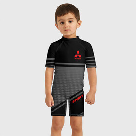 Детский купальный костюм 3D с принтом MITSUBISHI SPORT      , Полиэстер 85%, Спандекс 15% | застежка на молнии на спине | mitsubishi | sport | митсубиси | митсубиши | спорт