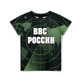Детская футболка 3D с принтом ВВС России , 100% гипоаллергенный полиэфир | прямой крой, круглый вырез горловины, длина до линии бедер, чуть спущенное плечо, ткань немного тянется | 