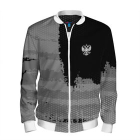 Мужской бомбер 3D с принтом Russia Sport collection Gray , 100% полиэстер | застегивается на молнию, по бокам два кармана без застежек, по низу бомбера и на воротнике - эластичная резинка | Тематика изображения на принте: abstraction | grunge | russia | sport | абстракция | герб | краска | русский | символика рф | спорт | спортивный | триколор | униформа | форма | я русский