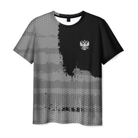 Мужская футболка 3D с принтом Russia Sport collection Gray , 100% полиэфир | прямой крой, круглый вырез горловины, длина до линии бедер | abstraction | grunge | russia | sport | абстракция | герб | краска | русский | символика рф | спорт | спортивный | триколор | униформа | форма | я русский