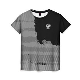 Женская футболка 3D с принтом Russia Sport collection Gray , 100% полиэфир ( синтетическое хлопкоподобное полотно) | прямой крой, круглый вырез горловины, длина до линии бедер | abstraction | grunge | russia | sport | абстракция | герб | краска | русский | символика рф | спорт | спортивный | триколор | униформа | форма | я русский