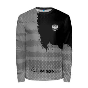 Мужской лонгслив 3D с принтом Russia Sport collection Gray , 100% полиэстер | длинные рукава, круглый вырез горловины, полуприлегающий силуэт | Тематика изображения на принте: abstraction | grunge | russia | sport | абстракция | герб | краска | русский | символика рф | спорт | спортивный | триколор | униформа | форма | я русский