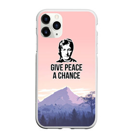 Чехол для iPhone 11 Pro матовый с принтом Give Peace a Chance , Силикон |  | битлз | горы | джон леннон | ленон | мир | песня | цитаты | шанс