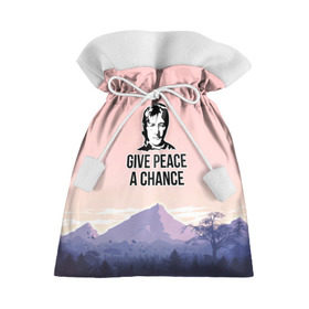 Подарочный 3D мешок с принтом Give Peace a Chance , 100% полиэстер | Размер: 29*39 см | битлз | горы | джон леннон | ленон | мир | песня | цитаты | шанс