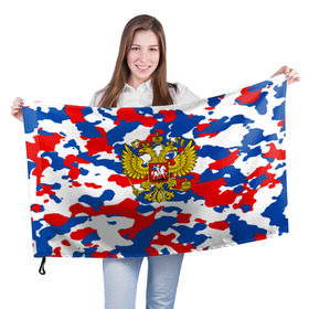 Флаг 3D с принтом Russia Camouflage , 100% полиэстер | плотность ткани — 95 г/м2, размер — 67 х 109 см. Принт наносится с одной стороны | 