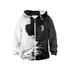 Детская ветровка 3D с принтом Juventus uniform black 2018 , 100% полиэстер | подол и капюшон оформлены резинкой с фиксаторами, по бокам два кармана без застежек, один потайной карман на груди | Тематика изображения на принте: football | soccer | ювентус