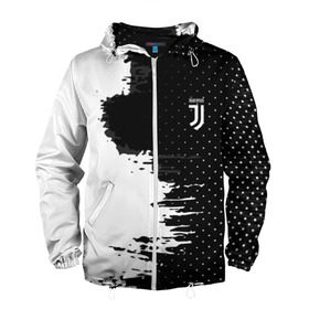 Мужская ветровка 3D с принтом Juventus uniform black 2018 , 100% полиэстер | подол и капюшон оформлены резинкой с фиксаторами, два кармана без застежек по бокам, один потайной карман на груди | football | soccer | ювентус