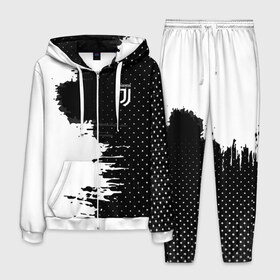 Мужской костюм 3D с принтом Juventus uniform black 2018 , 100% полиэстер | Манжеты и пояс оформлены тканевой резинкой, двухслойный капюшон со шнурком для регулировки, карманы спереди | Тематика изображения на принте: football | soccer | ювентус