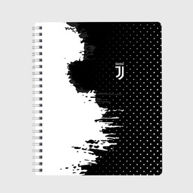 Тетрадь с принтом Juventus uniform black 2018 , 100% бумага | 48 листов, плотность листов — 60 г/м2, плотность картонной обложки — 250 г/м2. Листы скреплены сбоку удобной пружинной спиралью. Уголки страниц и обложки скругленные. Цвет линий — светло-серый
 | Тематика изображения на принте: football | soccer | ювентус