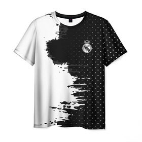 Мужская футболка 3D с принтом Real Madrid uniform black 2018 , 100% полиэфир | прямой крой, круглый вырез горловины, длина до линии бедер | football | soccer | реал мадрид