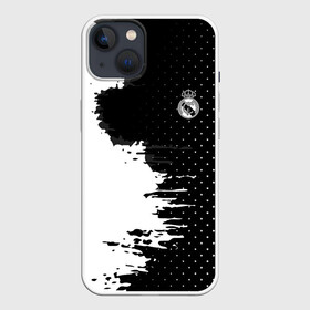 Чехол для iPhone 13 с принтом Real Madrid uniform black 2018 ,  |  | Тематика изображения на принте: football | soccer | реал мадрид