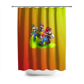 Штора 3D для ванной с принтом Super Mario , 100% полиэстер | плотность материала — 100 г/м2. Стандартный размер — 146 см х 180 см. По верхнему краю — пластиковые люверсы для креплений. В комплекте 10 пластиковых колец | nintendo | марио | нинтендо