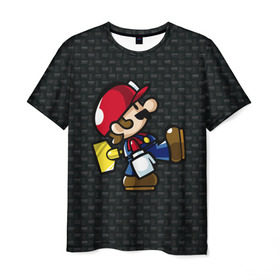 Мужская футболка 3D с принтом Super Mario , 100% полиэфир | прямой крой, круглый вырез горловины, длина до линии бедер | 
