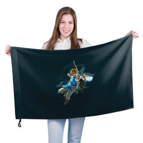 Флаг 3D с принтом The Legend of Zelda , 100% полиэстер | плотность ткани — 95 г/м2, размер — 67 х 109 см. Принт наносится с одной стороны | воин | ганон | зельда | игра | легенда | линк | лук | оружие | приключения | рыцарь | стрела