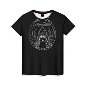 Женская футболка 3D с принтом Челюсти / Jaws , 100% полиэфир ( синтетическое хлопкоподобное полотно) | прямой крой, круглый вырез горловины, длина до линии бедер | jaws | shark | акула | рыбалка | страсти | ужасы | челюсти