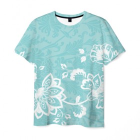 Мужская футболка 3D с принтом Кружевные цветы , 100% полиэфир | прямой крой, круглый вырез горловины, длина до линии бедер | flowers | pattern | арт | винтаж | кружева | орнамент | текстура | узор | цветы