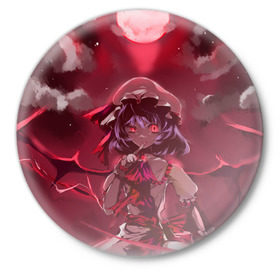 Значок с принтом Red Touhou ,  металл | круглая форма, металлическая застежка в виде булавки | anime | touhou | аниме | сон в летний день | сон летним днём