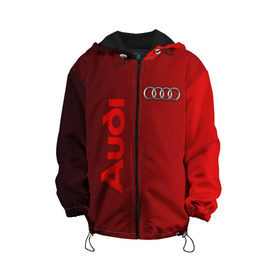 Детская куртка 3D с принтом Audi , 100% полиэстер | застежка — молния, подол и капюшон оформлены резинкой с фиксаторами, по бокам — два кармана без застежек, один потайной карман на груди, плотность верхнего слоя — 90 г/м2; плотность флисового подклада — 260 г/м2 | Тематика изображения на принте: audi | автомобиль | ауди | кольца | лого