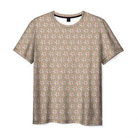 Мужская футболка 3D с принтом Лисы узор , 100% полиэфир | прямой крой, круглый вырез горловины, длина до линии бедер | лисички | лисы | паттерн | текстура | узор
