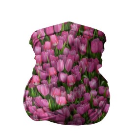 Бандана-труба 3D с принтом Розовые тюльпаны , 100% полиэстер, ткань с особыми свойствами — Activecool | плотность 150‒180 г/м2; хорошо тянется, но сохраняет форму | 