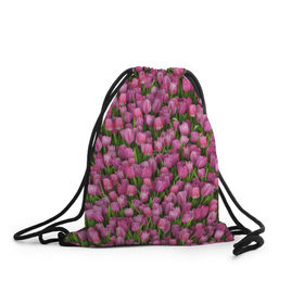 Рюкзак-мешок 3D с принтом Розовые тюльпаны , 100% полиэстер | плотность ткани — 200 г/м2, размер — 35 х 45 см; лямки — толстые шнурки, застежка на шнуровке, без карманов и подкладки | Тематика изображения на принте: 