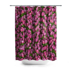 Штора 3D для ванной с принтом Розовые тюльпаны , 100% полиэстер | плотность материала — 100 г/м2. Стандартный размер — 146 см х 180 см. По верхнему краю — пластиковые люверсы для креплений. В комплекте 10 пластиковых колец | 
