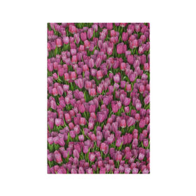 Обложка для паспорта матовая кожа с принтом Розовые тюльпаны , натуральная матовая кожа | размер 19,3 х 13,7 см; прозрачные пластиковые крепления | Тематика изображения на принте: 