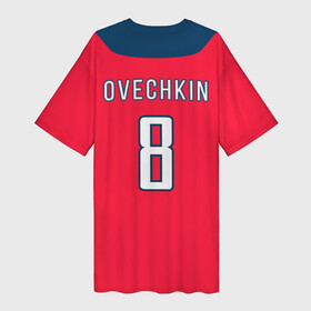 Платье-футболка 3D с принтом Ovechkin Washington Capitals Red ,  |  | овечкин | ови
