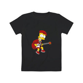 Детская футболка хлопок с принтом Bart AC/DC , 100% хлопок | круглый вырез горловины, полуприлегающий силуэт, длина до линии бедер | acdc | music | rock | simpsons | барт | гитара | группа | исидиси | музыка | рок