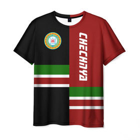 Мужская футболка 3D с принтом CHECHNYA (Чечня) , 100% полиэфир | прямой крой, круглый вырез горловины, длина до линии бедер | chechnya | грозный | кавказ | кавказец | кадыров | республика | северный | флаг | чех | чечен | чеченец | чеченка | чеченская | чечня