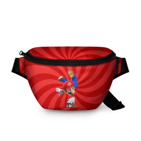 Поясная сумка 3D с принтом Super Mario , 100% полиэстер | плотная ткань, ремень с регулируемой длиной, внутри несколько карманов для мелочей, основное отделение и карман с обратной стороны сумки застегиваются на молнию | nintendo | марио | нинтендо