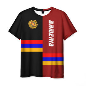 Мужская футболка 3D с принтом ARMENIA (Армения) , 100% полиэфир | прямой крой, круглый вырез горловины, длина до линии бедер | armenia | арменин | армения | армяне | армянин | армянка | армянский | ереван | кавказ | кавказец | республика | северный