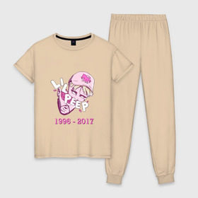 Женская пижама хлопок с принтом LiL PEEP , 100% хлопок | брюки и футболка прямого кроя, без карманов, на брюках мягкая резинка на поясе и по низу штанин | лил пип