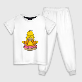 Детская пижама хлопок с принтом Гомерчик , 100% хлопок |  брюки и футболка прямого кроя, без карманов, на брюках мягкая резинка на поясе и по низу штанин
 | Тематика изображения на принте: donut | homer | simpsons | будда | гомер | пончик