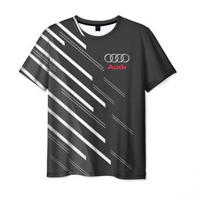 Мужская футболка 3D с принтом AUDI SPORT , 100% полиэфир | прямой крой, круглый вырез горловины, длина до линии бедер | auto | авто | ауди | машины