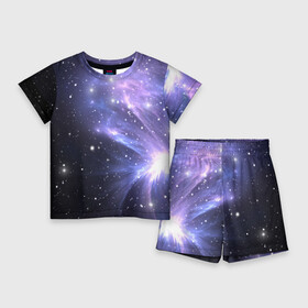 Детский костюм с шортами 3D с принтом Сияние звёзд ,  |  | nebula | space | star | астрономия | вселенная | звезды | космический | космос | планеты