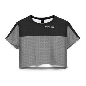 Женская футболка 3D укороченная с принтом AMG SPORT , 100% полиэстер | круглая горловина, длина футболки до линии талии, рукава с отворотами | mercedes | марка | машины | мерседес