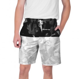 Мужские шорты 3D с принтом AMG SPORT ,  полиэстер 100% | прямой крой, два кармана без застежек по бокам. Мягкая трикотажная резинка на поясе, внутри которой широкие завязки. Длина чуть выше колен | Тематика изображения на принте: 