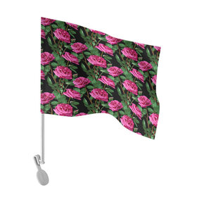 Флаг для автомобиля с принтом Розовые розы , 100% полиэстер | Размер: 30*21 см | 
