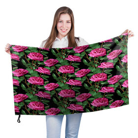 Флаг 3D с принтом Розовые розы , 100% полиэстер | плотность ткани — 95 г/м2, размер — 67 х 109 см. Принт наносится с одной стороны | 