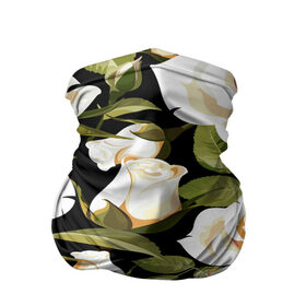 Бандана-труба 3D с принтом Белые розы , 100% полиэстер, ткань с особыми свойствами — Activecool | плотность 150‒180 г/м2; хорошо тянется, но сохраняет форму | flower | pattern | spring | букет | весна | паттерн | праздник | розы | цветочный | цветы