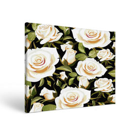 Холст прямоугольный с принтом Белые розы , 100% ПВХ |  | flower | pattern | spring | букет | весна | паттерн | праздник | розы | цветочный | цветы