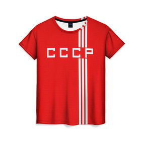 Женская футболка 3D с принтом Форма сборной СССР-2 , 100% полиэфир ( синтетическое хлопкоподобное полотно) | прямой крой, круглый вырез горловины, длина до линии бедер | россия | ссср | форма
