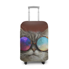 Чехол для чемодана 3D с принтом котейки , 86% полиэфир, 14% спандекс | двустороннее нанесение принта, прорези для ручек и колес | cat | взгляд | космос | кот | котик | очки