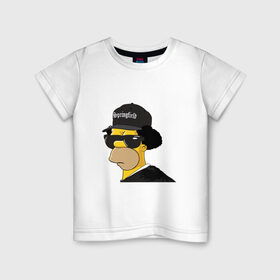 Детская футболка хлопок с принтом Springfield , 100% хлопок | круглый вырез горловины, полуприлегающий силуэт, длина до линии бедер | Тематика изображения на принте: compton | hip hop | ice cube | nwa | rap | simpsons | голос улиц | комптон | рэп | хип хоп