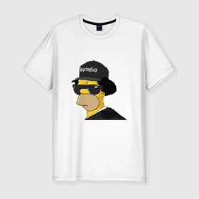 Мужская футболка премиум с принтом Springfield , 92% хлопок, 8% лайкра | приталенный силуэт, круглый вырез ворота, длина до линии бедра, короткий рукав | compton | hip hop | ice cube | nwa | rap | simpsons | голос улиц | комптон | рэп | хип хоп