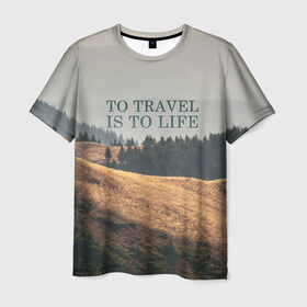 Мужская футболка 3D с принтом путешествия , 100% полиэфир | прямой крой, круглый вырез горловины, длина до линии бедер | adventure | forest | hiking | nature | taiga | traveling | trees | trekking | лес | отдых | охота | приключения | природа | путешествия | свобода | тайга | туризм